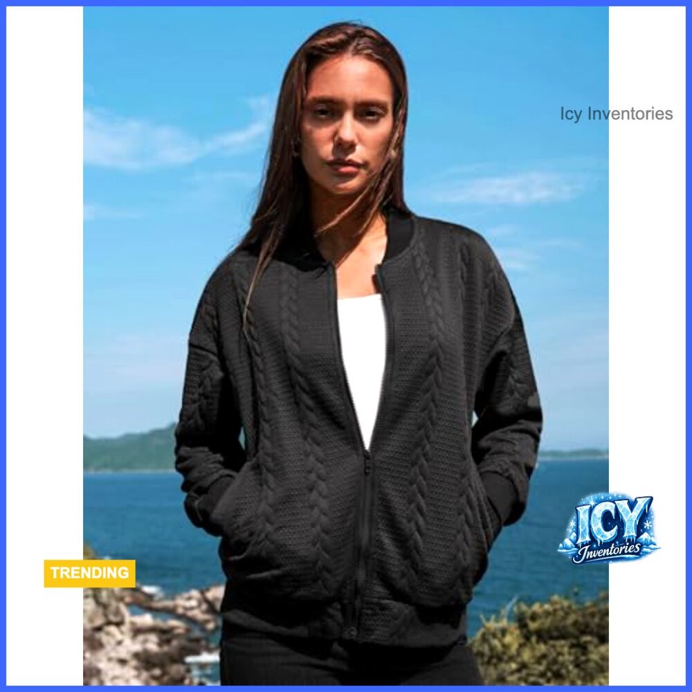 Lightweight Polyester Blend Bomber Jacket With St… - image 3